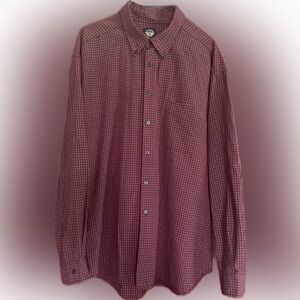 Dockers Button Down Shirt Mens XL Maroon Checkered EUC